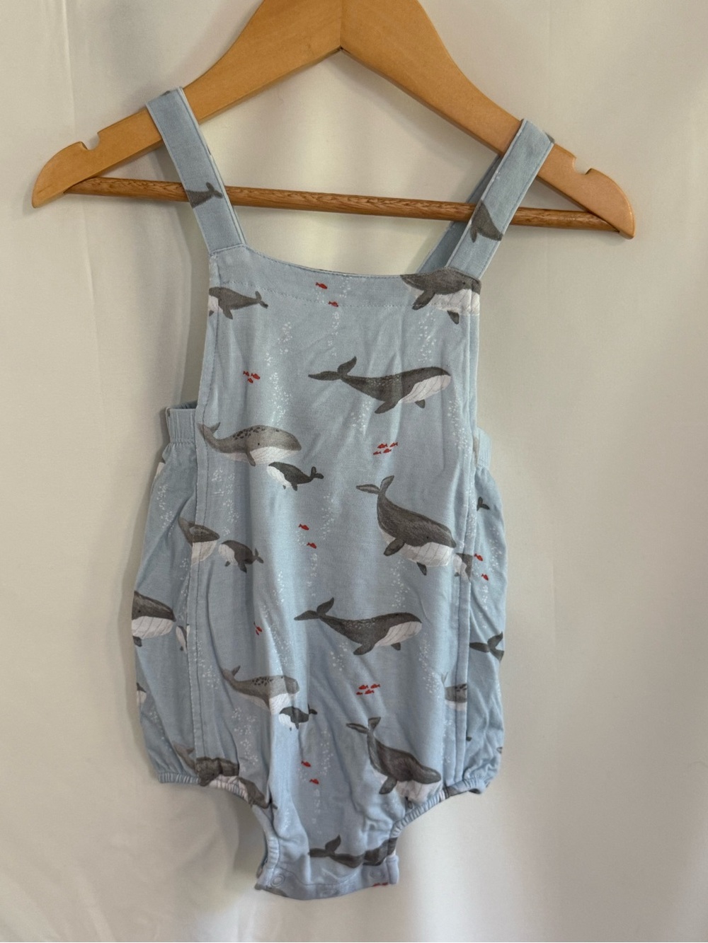 Angel Dear Light Blue Whale Print Romper